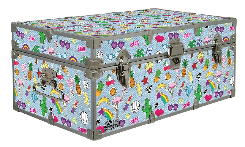 Cotton men's trunks for a comfortable fitDesigner Trunk - Denim Patches - 32x18x13.5"
