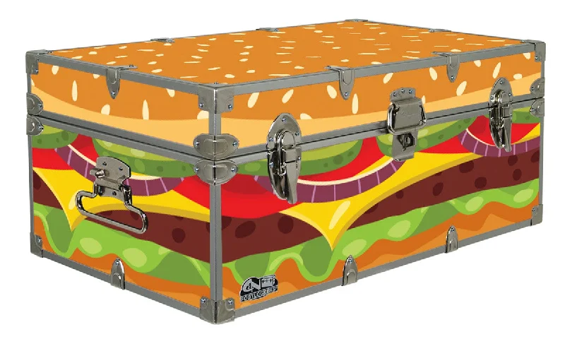 Patterned men's trunks, like camo or dotsDesigner Trunk - Hamburger - 32x18x13.5"