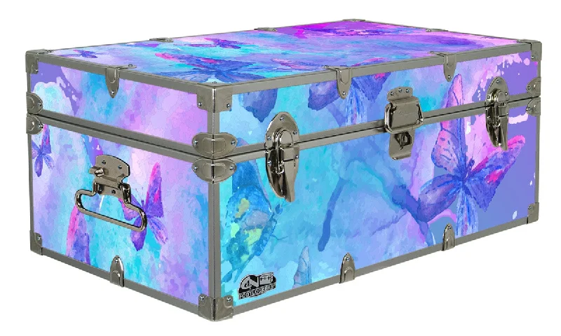 Organic men's trunks for an eco - conscious optionDesigner Trunk - Watercolor Butterflies - 32x18x13.5" Organic men's trunks for an eco - conscious optionDesigner Trunk - Watercolor Butterflies - 32x18x13.5"