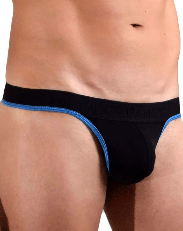 Stretch - lycra men's thongs for flexibilityDoreanse 1012-blk Borderline Thongs Black