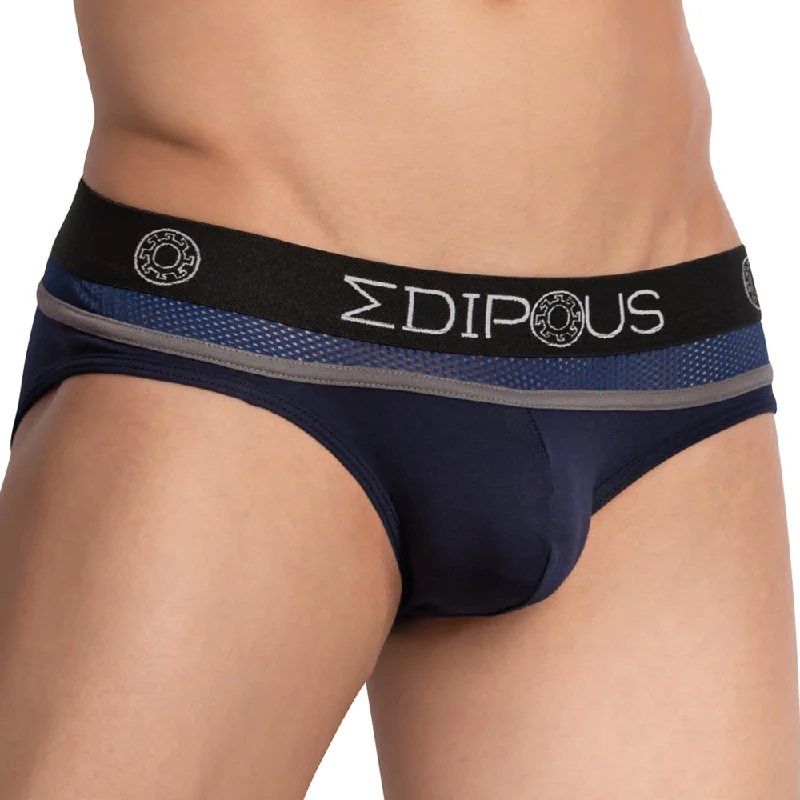 Men's briefs with a lace trim for a touch of flairEdipous EDJ021 Brand Imprint Waistband Brief Men's briefs with a lace trim for a touch of flairEdipous EDJ021 Brand Imprint Waistband Brief