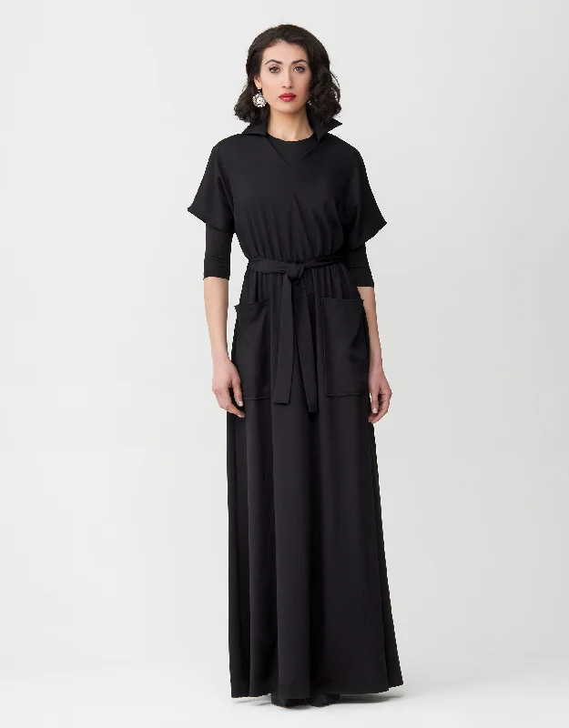Long - length men's robes for full - body coverageRayon Elastic Waist Vneck Collar Robe with Patch Pockets and Tie Belt Long - length men's robes for full - body coverageRayon Elastic Waist Vneck Collar Robe with Patch Pockets and Tie Belt