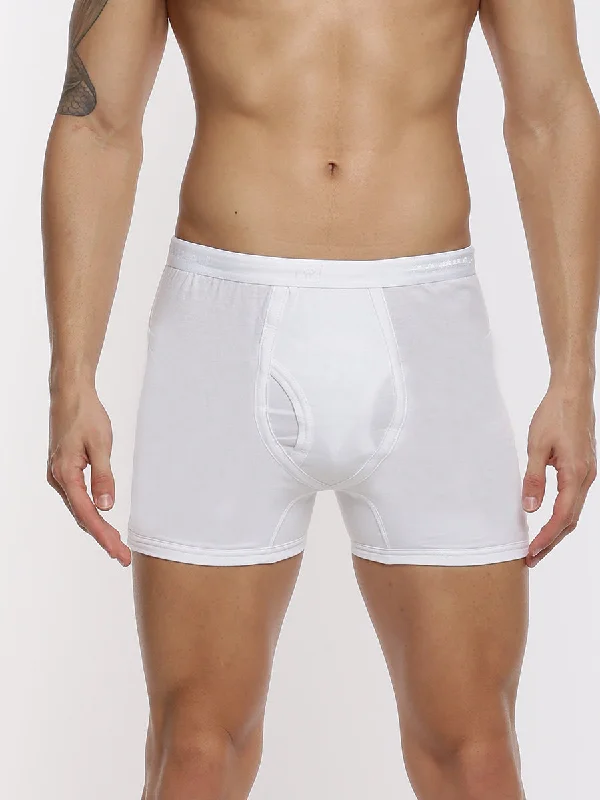 Stretch - lycra men's trunks for flexibilityFinest Absorbent Cotton White Trunk without Pocket Imaxs Rib (2PCs Pack)