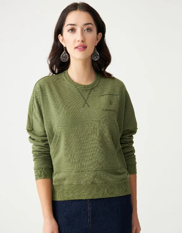 Waffle - weave men's robes for a textured feelFrench Terry Raw Edged Sweatshirt with Kangaroo Pocket Olive Waffle - weave men's robes for a textured feelFrench Terry Raw Edged Sweatshirt with Kangaroo Pocket Olive