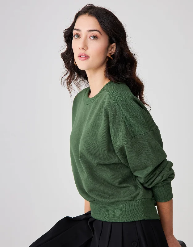 Men's robes made from sustainable materialsFrench Terry Sweatshirt with Shoulder Ribs Ivy Green Men's robes made from sustainable materialsFrench Terry Sweatshirt with Shoulder Ribs Ivy Green