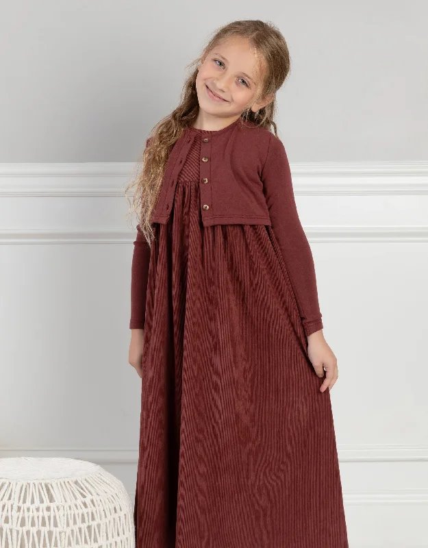 Fleece men's robes for cozy winter nights at homeGirls Corduroy Maxi Dress Shabbos Jumper and Matching Cardigan Set Cinnamon