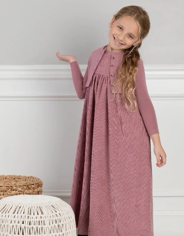 Luxury men's silk robes for a spa - like experienceGirls Corduroy Maxi Dress Shabbos Jumper and Matching Cardigan Set Pink