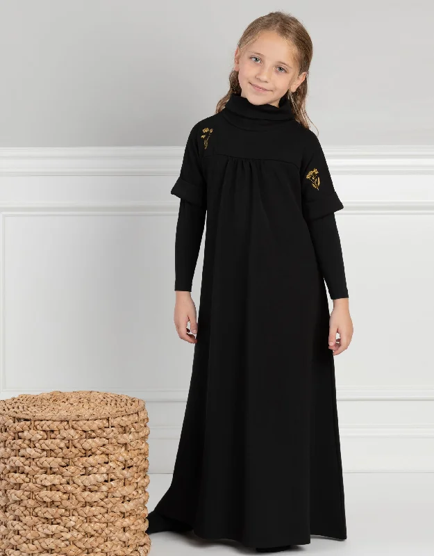 Luxury men's silk robes for a spa - like experienceGirls Embroidered Maxi Dress Shabbos Robe with Attached Shell Sleeves
