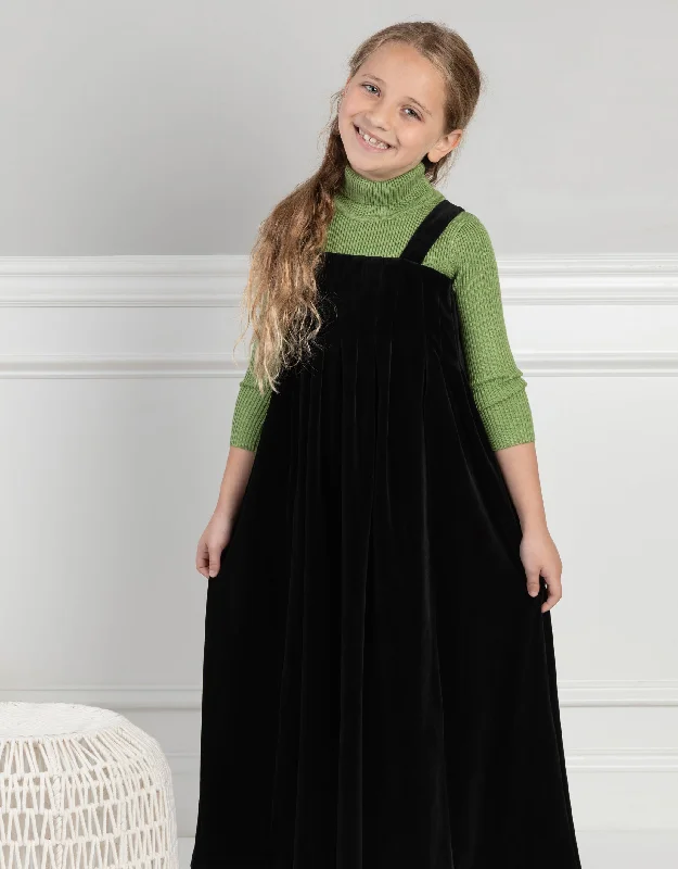 Water - resistant men's robes for post - shower useGirls Velour Maxi Jumper Shabbos Robe with Green Jewel Back Buttons
