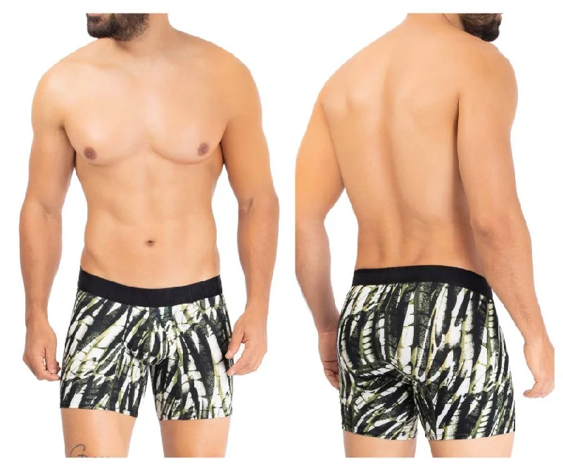 Mesh - paneled men's boxer briefs for ventilationHAWAI 42172 Printed Microfiber Trunks Color Military Green