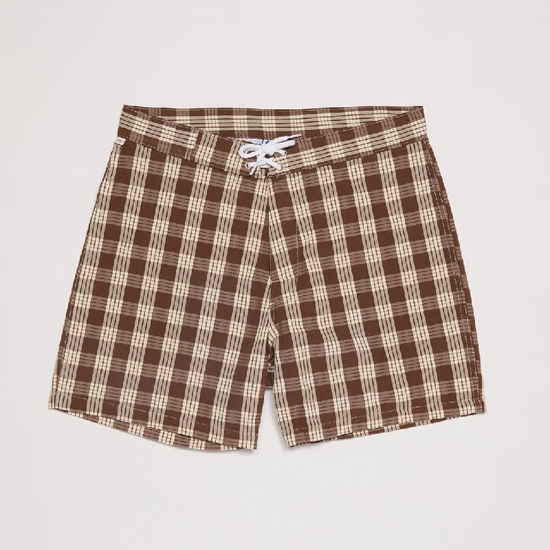 Mid - rise men's trunks for a balanced coverageHawaiian Palaka Trunks (Nutmeg)