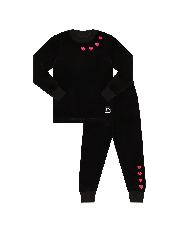 Hooded men's robes for extra warmth and comfortHearts In A Row Plush Velour Kids Pajamas Legging Set Black Red