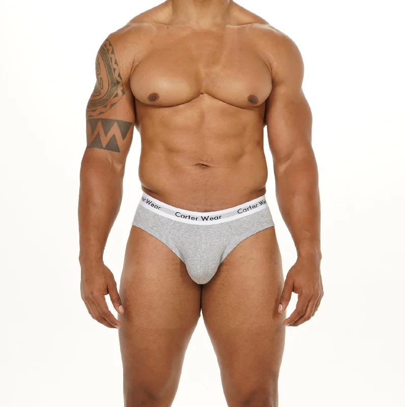 Organic men's briefs for an eco - friendly choiceHeather Gray + White Brief