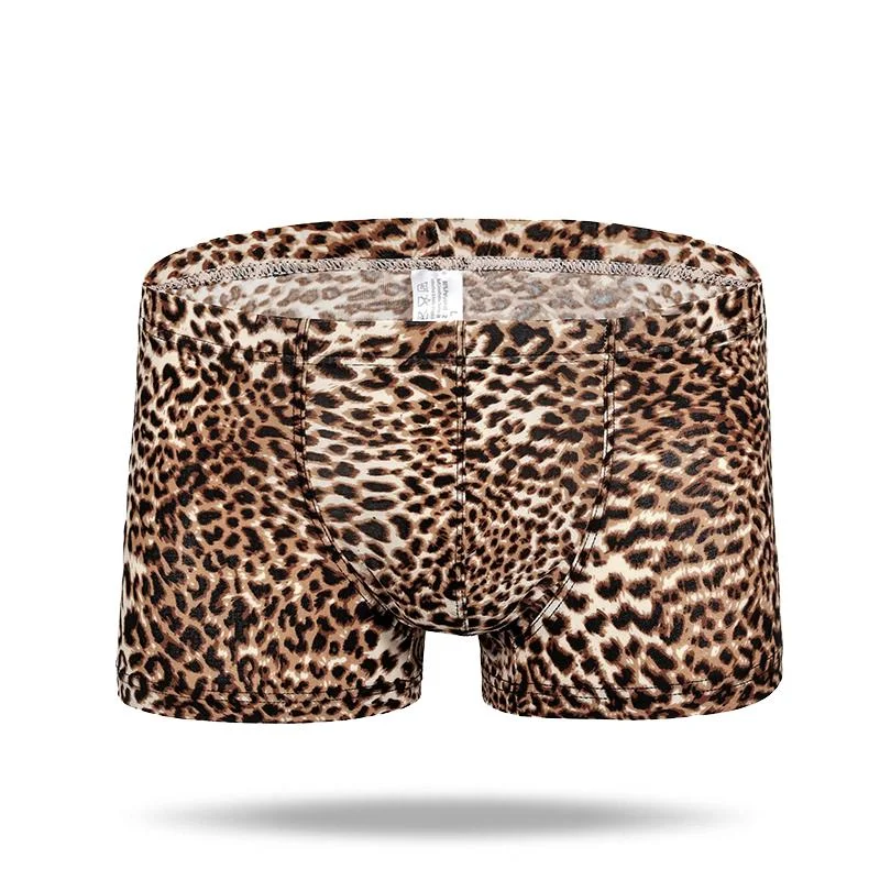 Printed men's trunks with eye - catching motifsIce Silk Sexy Leopard Men's Trunk