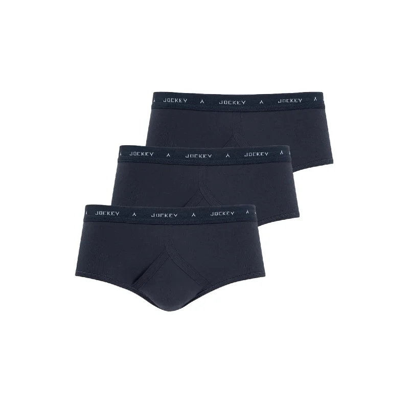 Cotton - blend men's briefs for added stretchJockey Classic Cotton Rib Y-Front Brief 3 Pack - Navy