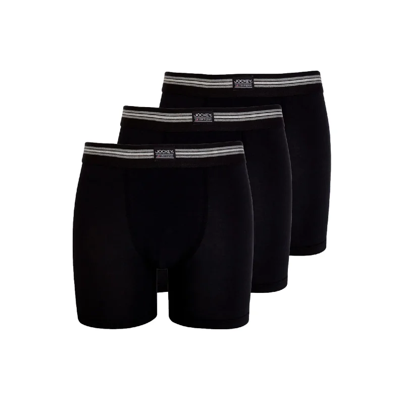 Printed men's trunks with eye - catching motifsJockey Cotton Stretch Boxer Trunk 3 Pack - Black Printed men's trunks with eye - catching motifsJockey Cotton Stretch Boxer Trunk 3 Pack - Black