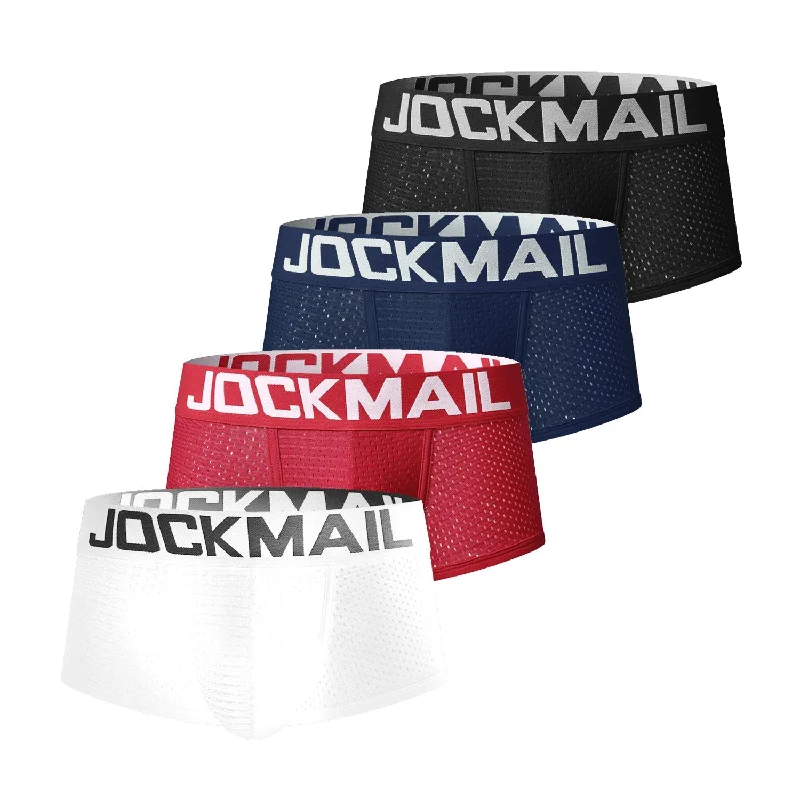 Men's boxer briefs with a soft elastic leg bandJockmail Mesh Boxer Briefs 4-Pack