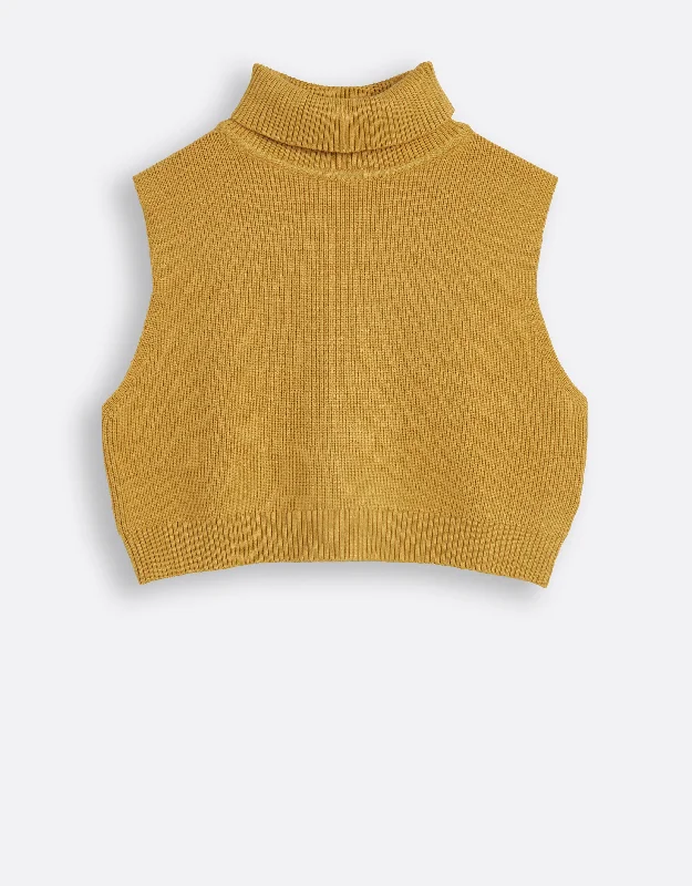 Jacquard - patterned men's robes for a stylish appearanceKids Cropped Tneck Knit Vest Gold