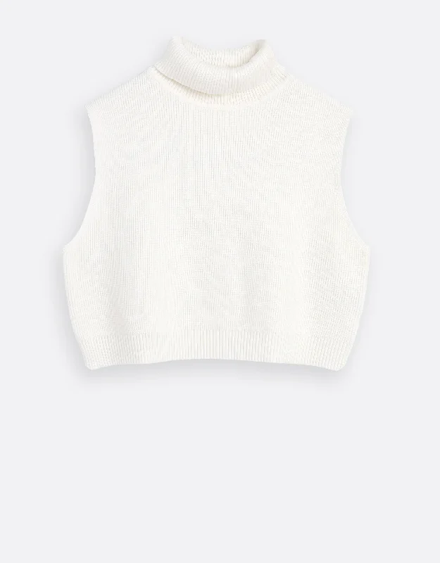 Tie - waist men's robes for a customizable fitKids Cropped Tneck Knit Vest Eggshell