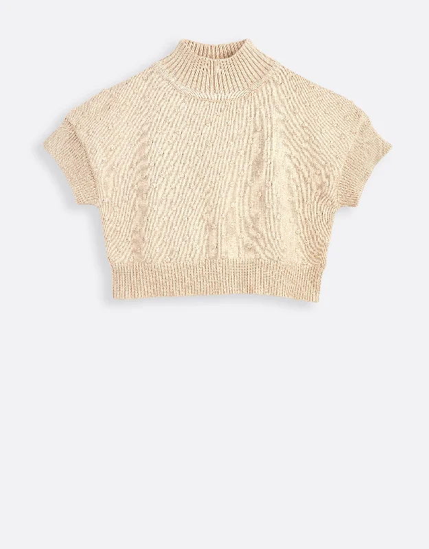 Men's robes made from sustainable materialsKids Popcorn Knit Mock Neck Vest Alabaster