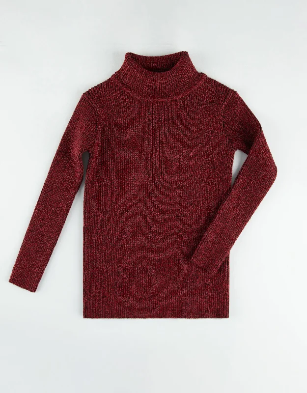 Tie - waist men's robes for a customizable fitKids Rib Knit Turtle Neck Sweater Heather Burgundy - MUST BE PURCHASED WITH MAXI