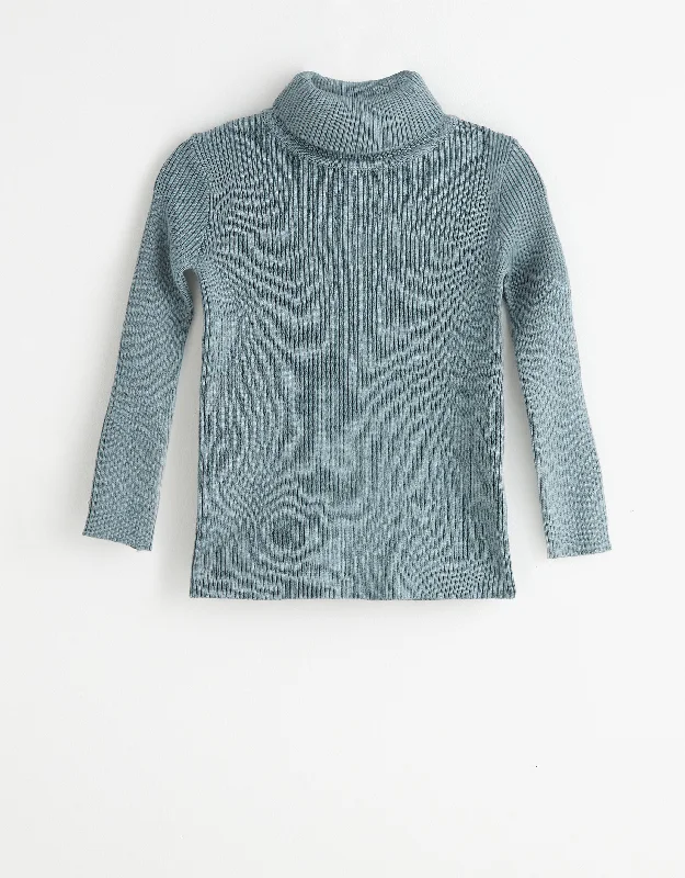 Cotton men's robes with a classic shawl collarKids Rib Knit Turtle Neck Sweater Sage