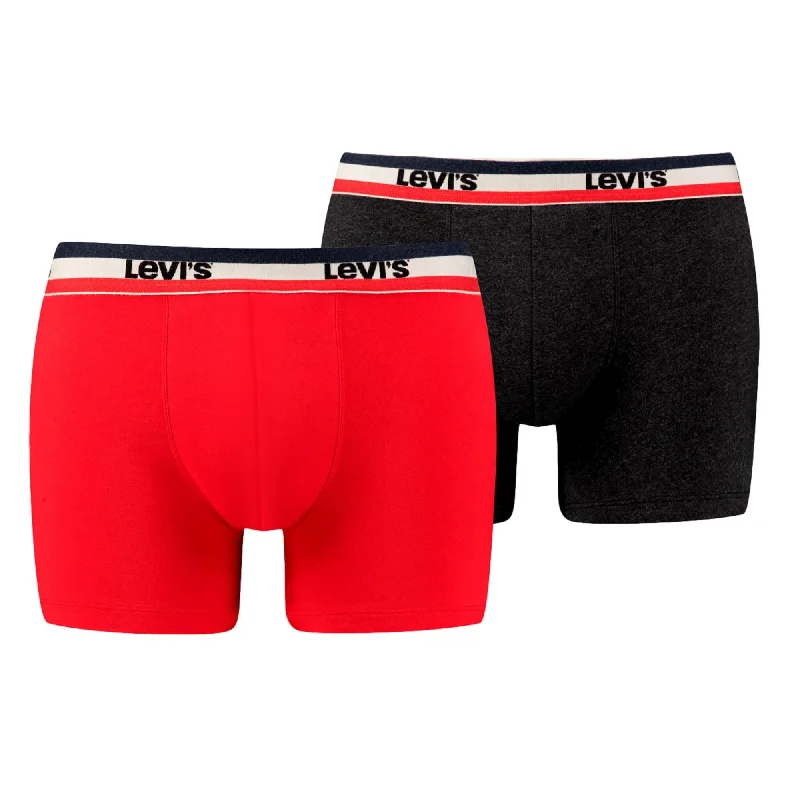 High - rise men's boxer briefs for extra supportLevi's 2 Pack 200Sf Sportswear Logo Colour Boxer Brief - Red/Charcoal High - rise men's boxer briefs for extra supportLevi's 2 Pack 200Sf Sportswear Logo Colour Boxer Brief - Red/Charcoal