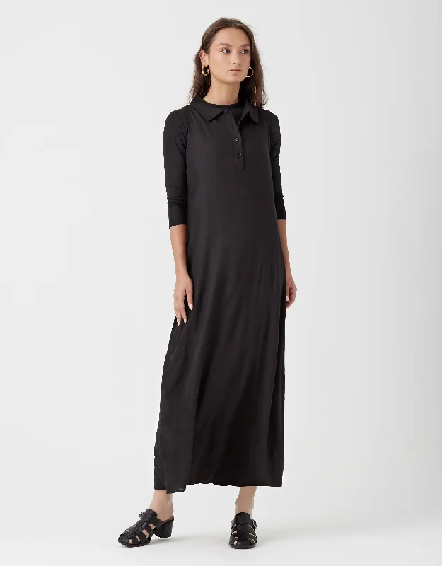 Lightweight men's robes for summer loungingLinen Sleeveless Maxi Dress with Button Placket Black