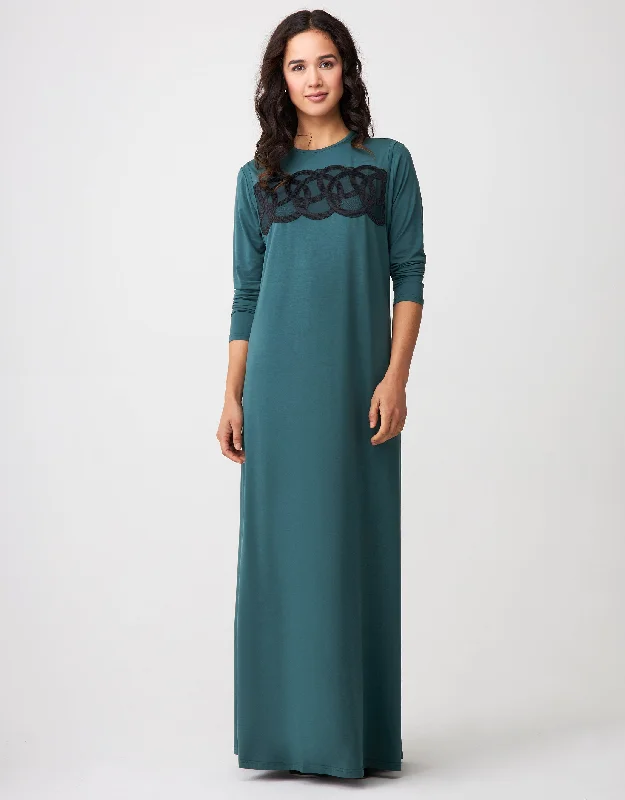 Loungewear - style men's robes for casual daysLinked Circles Lace Trimmed Layered Nursing Nightgown Teal Loungewear - style men's robes for casual daysLinked Circles Lace Trimmed Layered Nursing Nightgown Teal