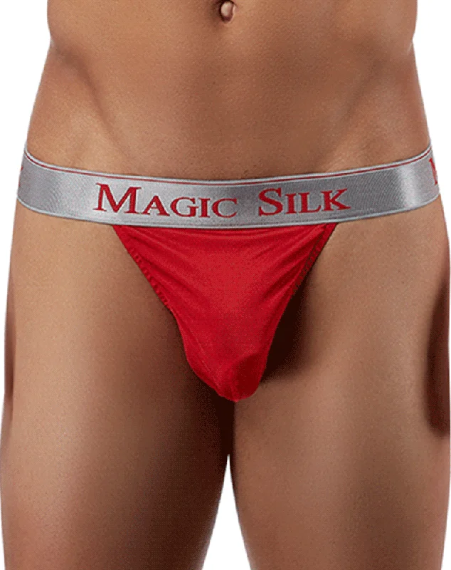 Leather men's thongs for a fetish lookMagic Silk 4586 Silk Knit Micro Thong Red