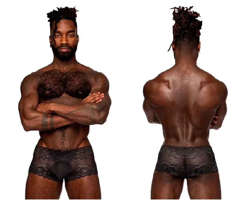 Men's boxer briefs with a contoured pouch for comfortMale Power 127-280 Sassy Lace Mini Short Sheer Pouch Color Black Men's boxer briefs with a contoured pouch for comfortMale Power 127-280 Sassy Lace Mini Short Sheer Pouch Color Black