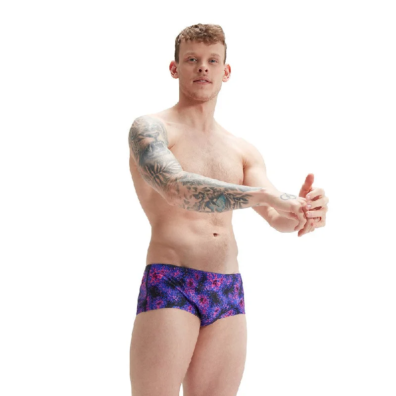 Seamless men's briefs for a smooth look under clothesMENS 13.5CM ALLOVER BRIEF BLACK COBALT INDIGO