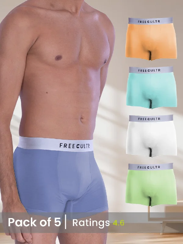 Mid - rise men's trunks for a balanced coverageMen's Anti-Bacterial Micro Modal Trunks with Silverfox Waistband (Pack of 5) Mid - rise men's trunks for a balanced coverageMen's Anti-Bacterial Micro Modal Trunks with Silverfox Waistband (Pack of 5)