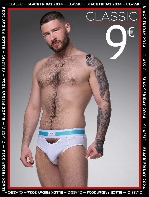 Men's briefs with a wide waistband for comfortMens Cut-Out Briefs - White
