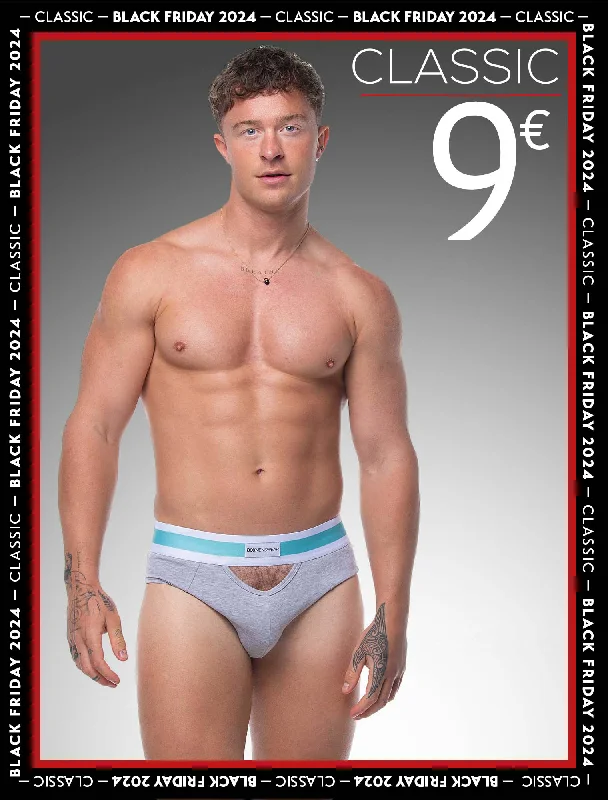 Men's briefs with a wide waistband for comfortMens Cut-Out Briefs - Grey