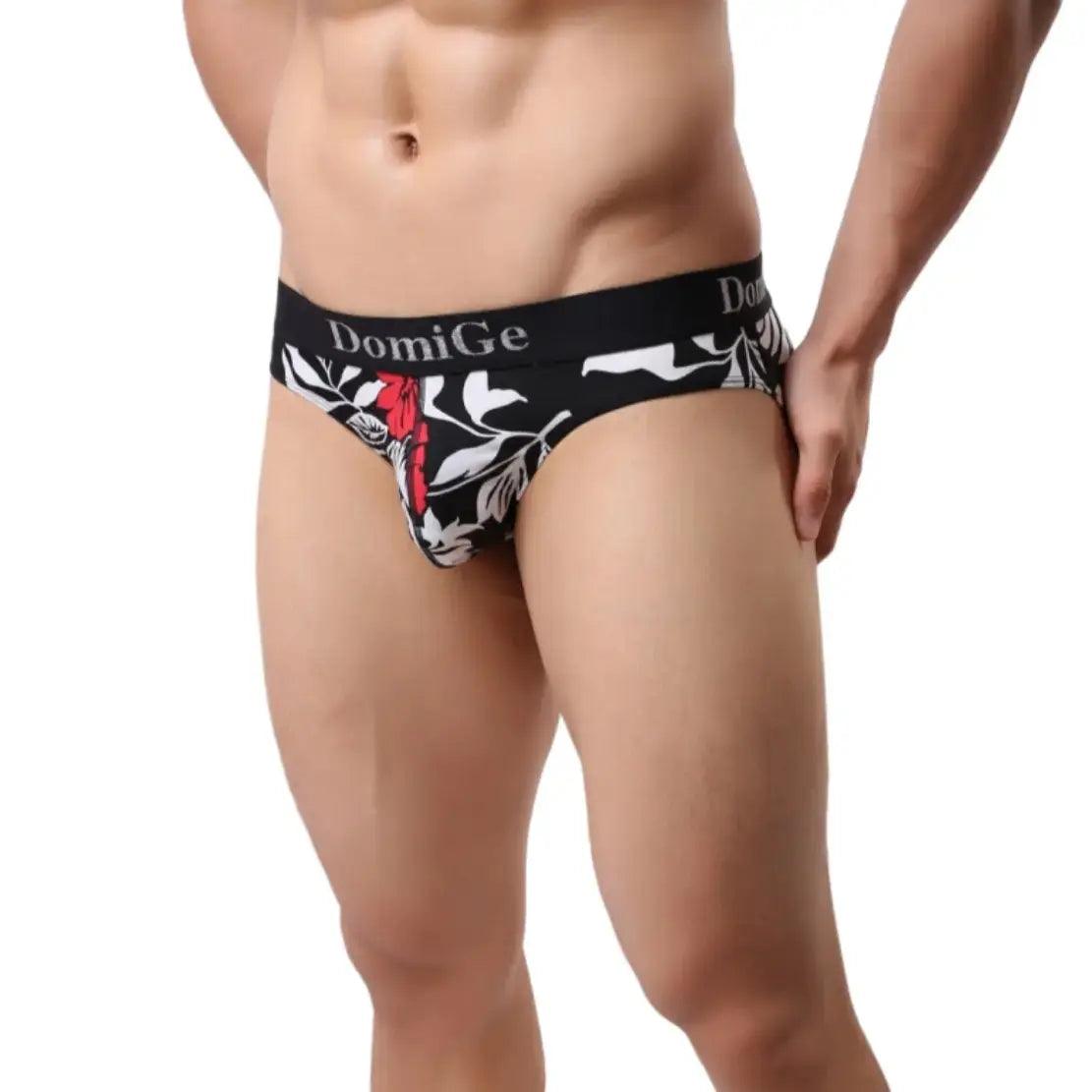 Performance men's briefs for athletesDomiGe Men's Mid-Rise Floral Printed Briefs Male Underwear
