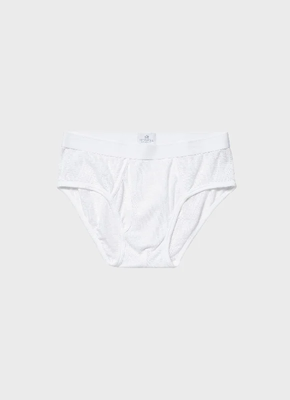 Full - back men's briefs for maximum coverageMen's Cellular Cotton Briefs in White