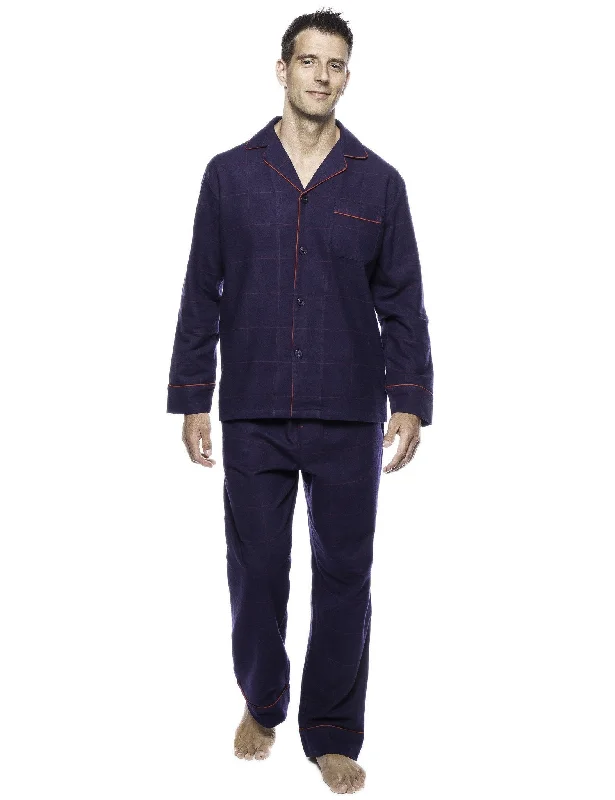 Water - resistant men's robes for post - shower useBox Packaged Men's Premium 100% Cotton Flannel Pajama Sleepwear Set - Windowpane Checks Blue/Red Water - resistant men's robes for post - shower useBox Packaged Men's Premium 100% Cotton Flannel Pajama Sleepwear Set - Windowpane Checks Blue/Red
