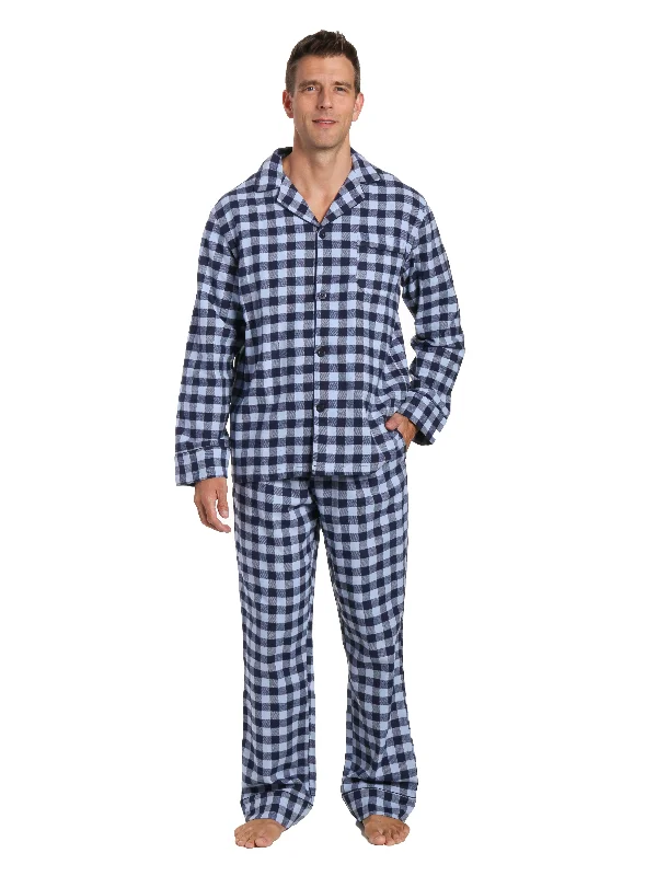 Men's robes with multiple pockets for convenienceBox Packaged Men's Premium 100% Cotton Flannel Pajama Sleepwear Set - Gingham Checks Navy Blue Men's robes with multiple pockets for convenienceBox Packaged Men's Premium 100% Cotton Flannel Pajama Sleepwear Set - Gingham Checks Navy Blue