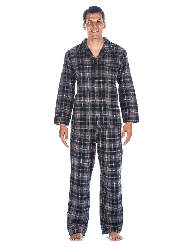 Beach - themed men's robes for a vacation vibeRelaxed Fit Men's Premium 100% Cotton Flannel Pajama Sleepwear Set - Black-Brown Tone Plaid Beach - themed men's robes for a vacation vibeRelaxed Fit Men's Premium 100% Cotton Flannel Pajama Sleepwear Set - Black-Brown Tone Plaid