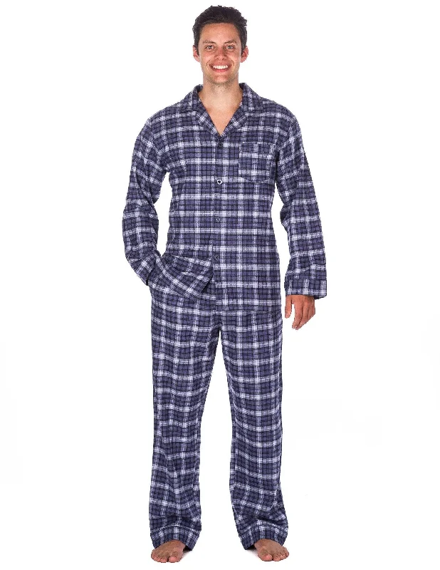 Long - length men's robes for full - body coverageRelaxed Fit Men's Premium 100% Cotton Flannel Pajama Sleepwear Set - Blue/White Plaid Long - length men's robes for full - body coverageRelaxed Fit Men's Premium 100% Cotton Flannel Pajama Sleepwear Set - Blue/White Plaid