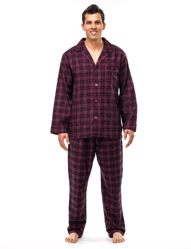 Jacquard - patterned men's robes for a stylish appearanceRelaxed Fit Men's Premium 100% Cotton Flannel Pajama Sleepwear Set - Black/Burgundy Plaid Jacquard - patterned men's robes for a stylish appearanceRelaxed Fit Men's Premium 100% Cotton Flannel Pajama Sleepwear Set - Black/Burgundy Plaid