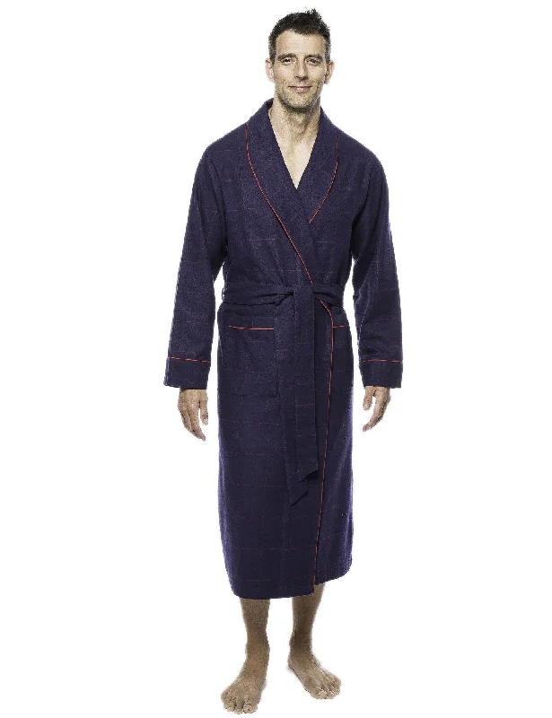 Beach - themed men's robes for a vacation vibeMens Premium 100% Cotton Flannel Robe - Windowpane Checks Blue/Red Beach - themed men's robes for a vacation vibeMens Premium 100% Cotton Flannel Robe - Windowpane Checks Blue/Red