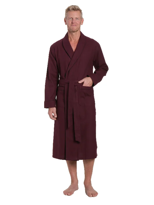 Men's robes with a hidden button closureMens Premium 100% Cotton Flannel Robe - Fig Men's robes with a hidden button closureMens Premium 100% Cotton Flannel Robe - Fig