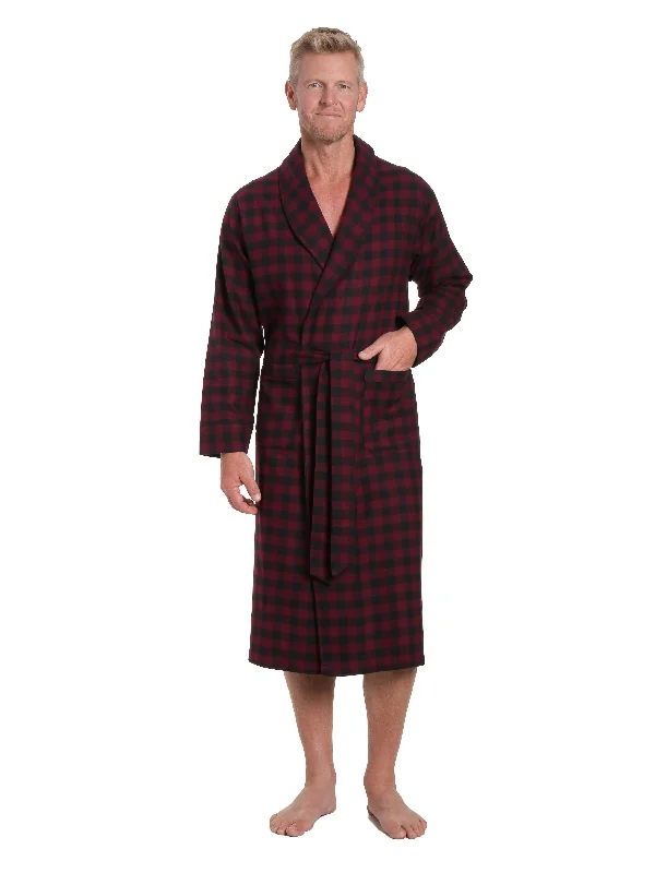 Jacquard - patterned men's robes for a stylish appearanceMens Premium 100% Cotton Flannel Robe - Gingham Checks - Fig Black Jacquard - patterned men's robes for a stylish appearanceMens Premium 100% Cotton Flannel Robe - Gingham Checks - Fig Black