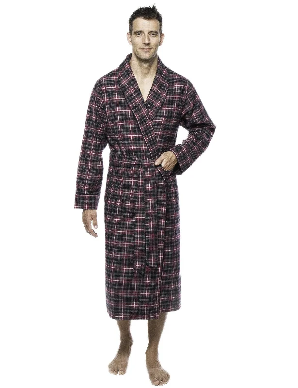 Jacquard - patterned men's robes for a stylish appearanceMens Premium 100% Cotton Flannel Robe - Burgundy/Grey Jacquard - patterned men's robes for a stylish appearanceMens Premium 100% Cotton Flannel Robe - Burgundy/Grey