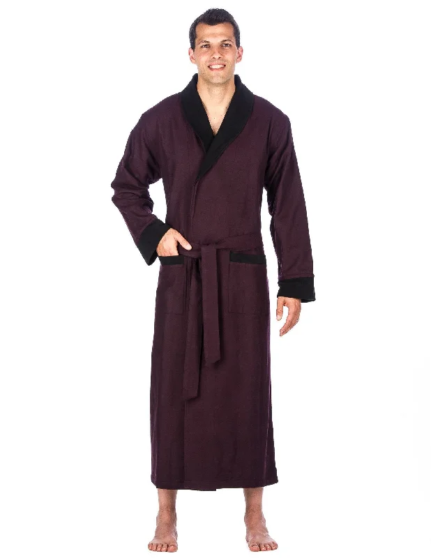 Plush men's robes with a Sherpa liningMen's Premium 100% Cotton Flannel Fleece Lined Robe - Fig Plush men's robes with a Sherpa liningMen's Premium 100% Cotton Flannel Fleece Lined Robe - Fig