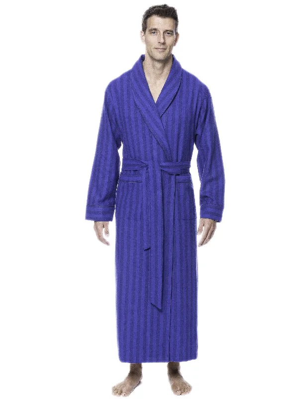 Lightweight men's robes for summer loungingBox Packaged Men's Premium 100% Cotton Flannel Long Robe - Stripes Tonal Blue Lightweight men's robes for summer loungingBox Packaged Men's Premium 100% Cotton Flannel Long Robe - Stripes Tonal Blue