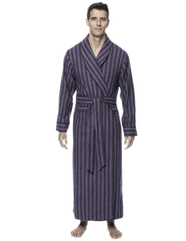 Short - style men's robes for a modern lookBox Packaged Men's Premium 100% Cotton Flannel Long Robe - Stripes Black/Grey Short - style men's robes for a modern lookBox Packaged Men's Premium 100% Cotton Flannel Long Robe - Stripes Black/Grey