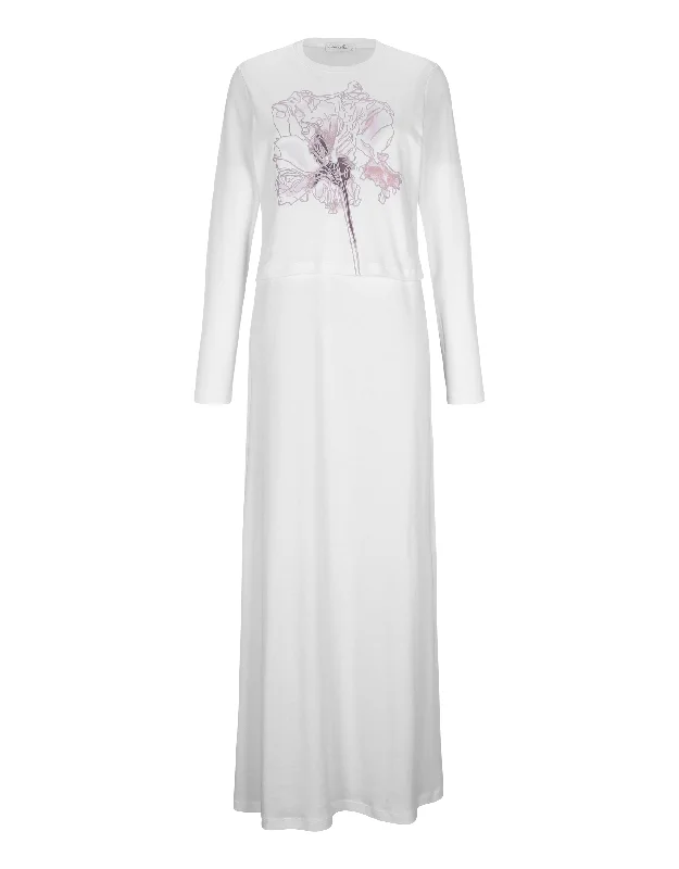 Short - style men's robes for a modern lookNursing Bolero Nightgown with Floral Motif White Short - style men's robes for a modern lookNursing Bolero Nightgown with Floral Motif White